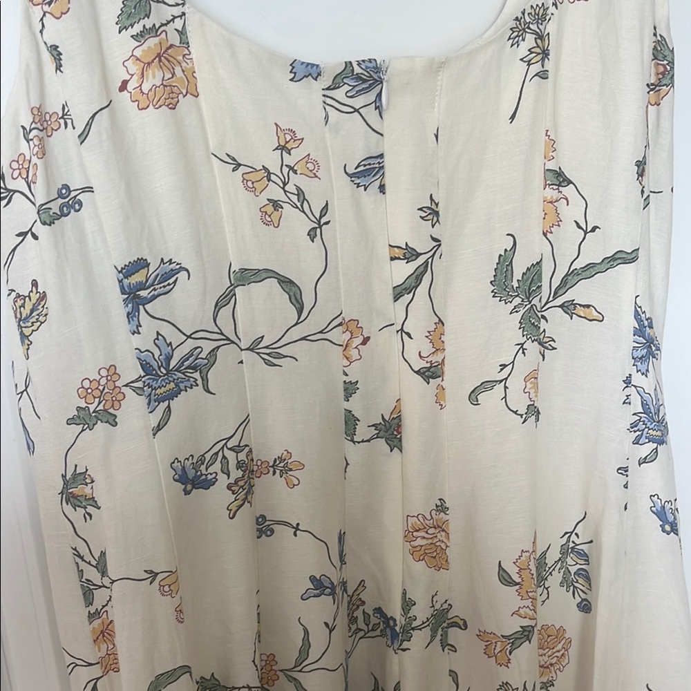 Hermoza Cream and Blue Maxi Sundress Spaghetti Strap - Picture 6 of 7